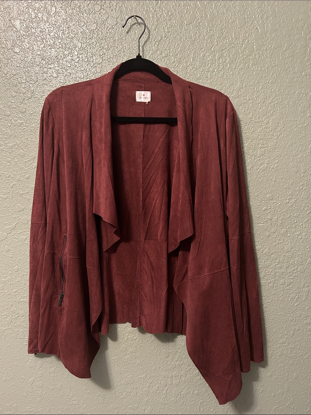 Dressbarn Maroon/brown suede-like lightweight jacket